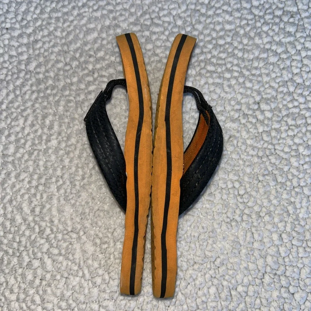 Reef Kids‎ Flip Flops Orange White Black Striped Thong Sandals Size 13/1